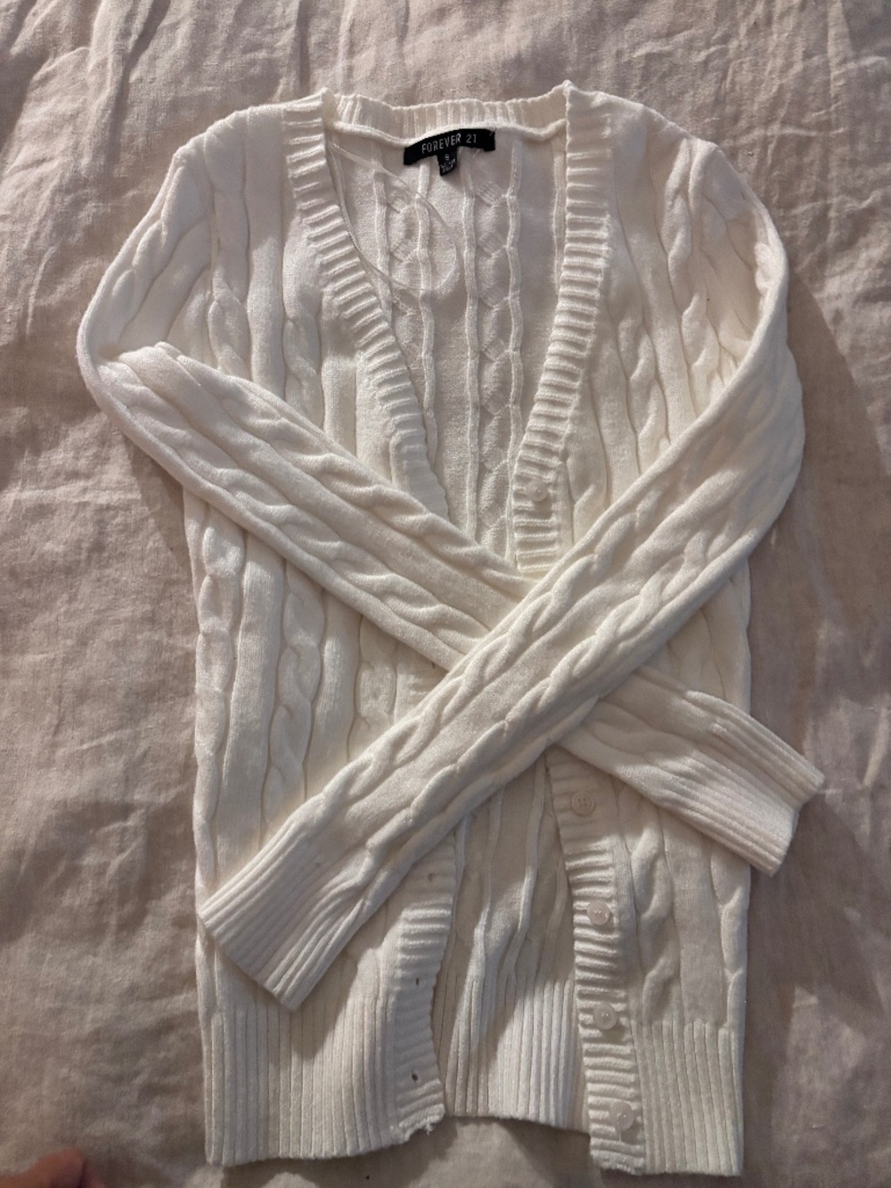 White cable sweater